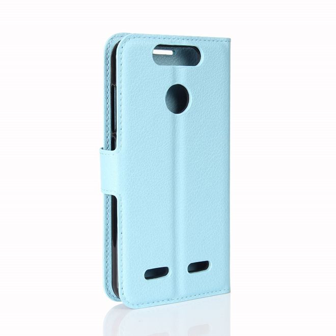 ZTE Blade V8 Lite Handy Hülle - Case aus Leder - mit Litchitextur und Standfunktion - hellblau