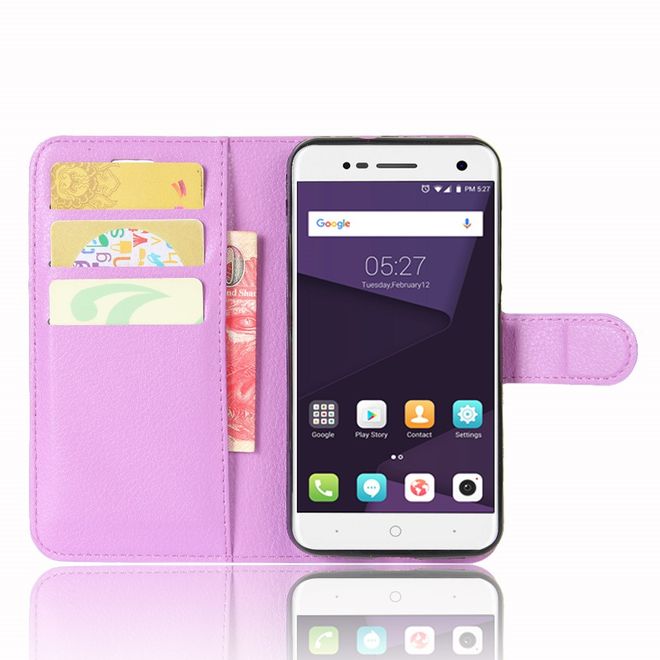 ZTE Blade V8 Lite Handy Hülle - Case aus Leder - mit Litchitextur und Standfunktion - purpur