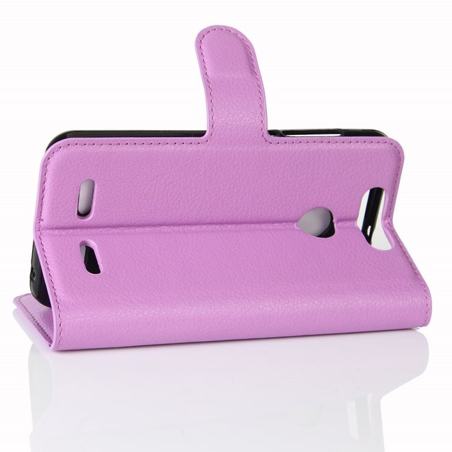 ZTE Blade V8 Lite Handy Hülle - Case aus Leder - mit Litchitextur und Standfunktion - purpur