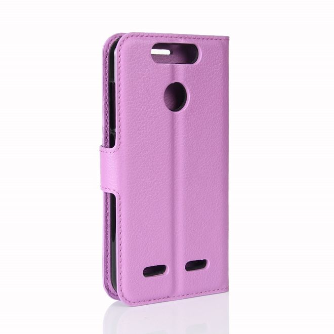 ZTE Blade V8 Lite Handy Hülle - Case aus Leder - mit Litchitextur und Standfunktion - purpur