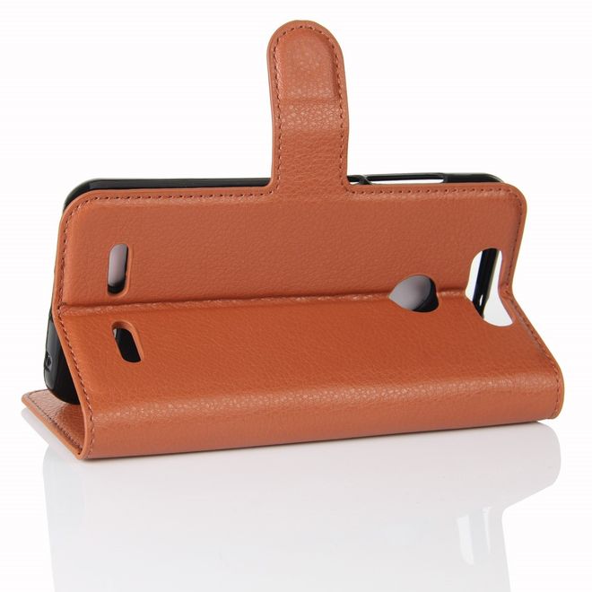 ZTE Blade V8 Lite Handy Hülle - Case aus Leder - mit Litchitextur und Standfunktion - braun