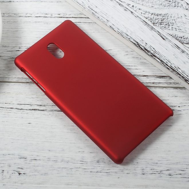 Nokia 3 Handyhülle - Hardcover aus Plastik - gummierte Oberfläche - rot