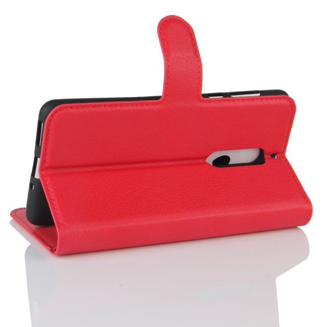 Nokia 5 Hülle - Handy Case aus Leder - mit Litchitextur - rot