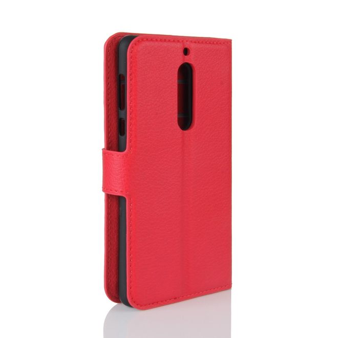 Nokia 5 Hülle - Handy Case aus Leder - mit Litchitextur - rot
