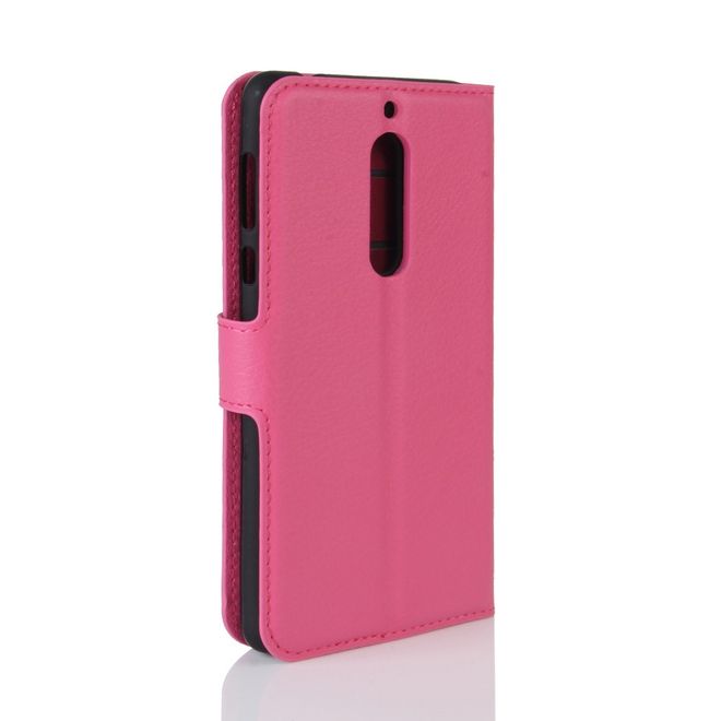 Nokia 5 Hülle - Handy Case aus Leder - mit Litchitextur - rosa