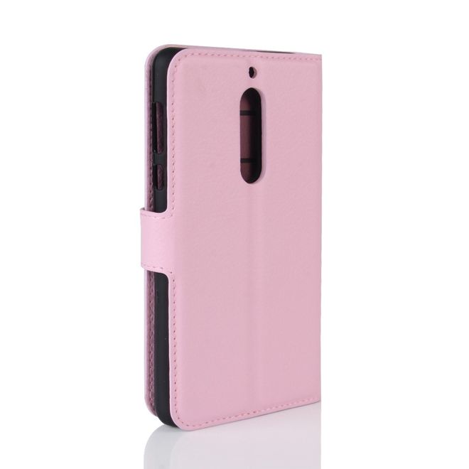 Nokia 5 Hülle - Handy Case aus Leder - mit Litchitextur - pink