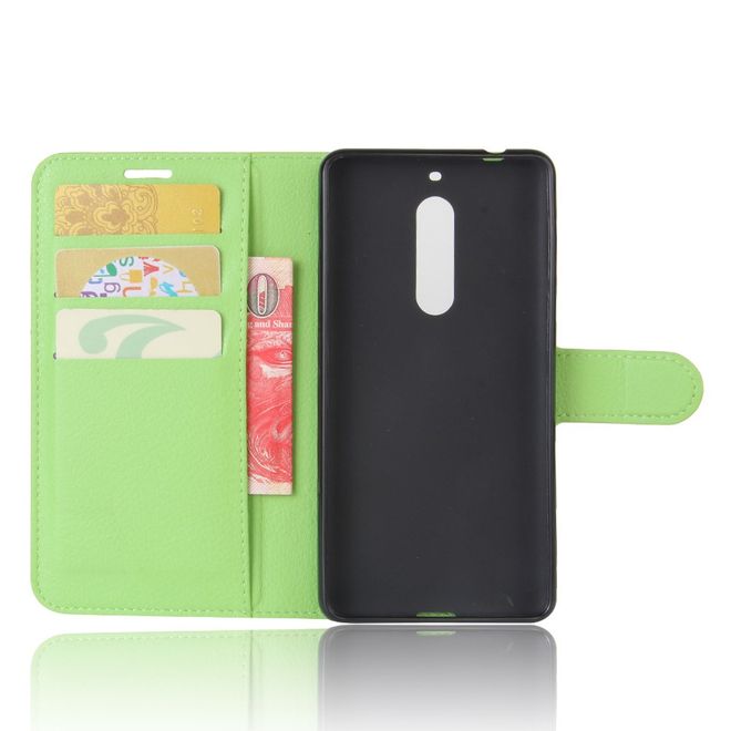 Nokia 5 Hülle - Handy Case aus Leder - mit Litchitextur - grün