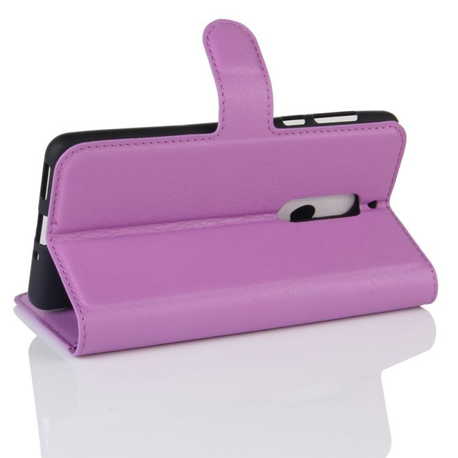 Nokia 5 Hülle - Handy Case aus Leder - mit Litchitextur - purpur