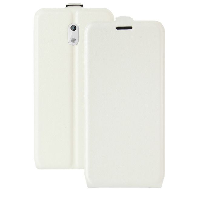 Nokia 3 Handyhülle - Crazy Horse Flip Cover aus Leder - vertikal - mit Visitenkartenfach - weiss