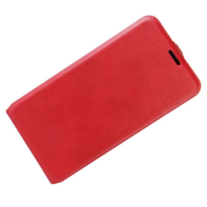 Nokia 5 Handyhülle - Crazy Horse Flip Cover aus Leder - vertikal - mit Visitenkartenfach - rot