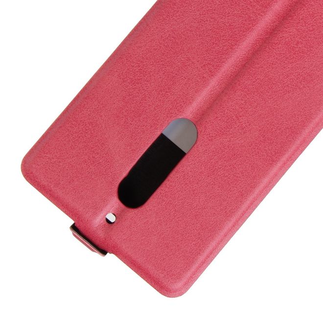 Nokia 5 Handyhülle - Crazy Horse Flip Cover aus Leder - vertikal - mit Visitenkartenfach - rosa