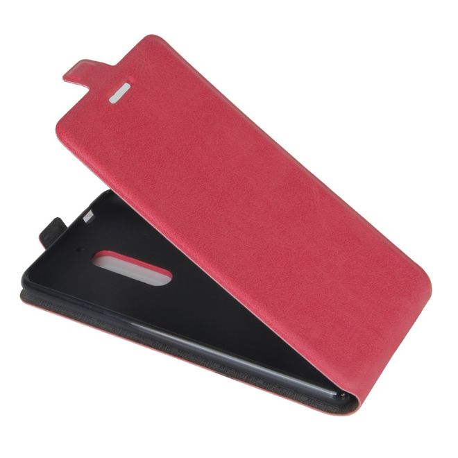 Nokia 5 Handyhülle - Crazy Horse Flip Cover aus Leder - vertikal - mit Visitenkartenfach - rosa