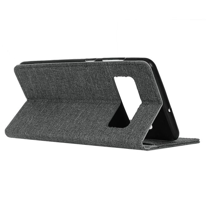 Samsung Galaxy Note 8 Handyhülle - Cover aus Leder/Stoff - mit Visitenkartenfach - grau
