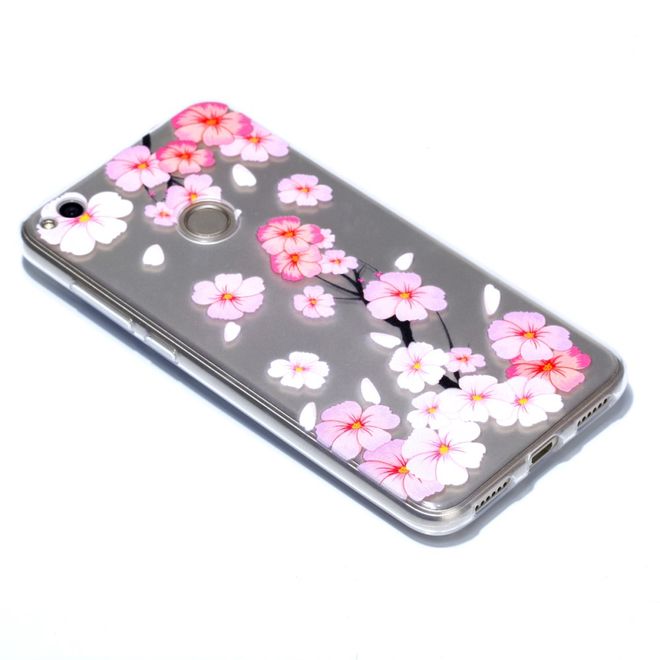 Huawei P8 Lite (2017) Handyhülle - SoftTPU Softcase - pinke Blumen