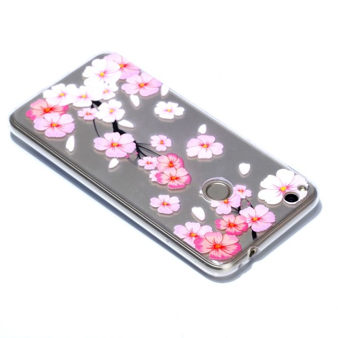 Huawei P8 Lite (2017) Handyhülle - SoftTPU Softcase - pinke Blumen
