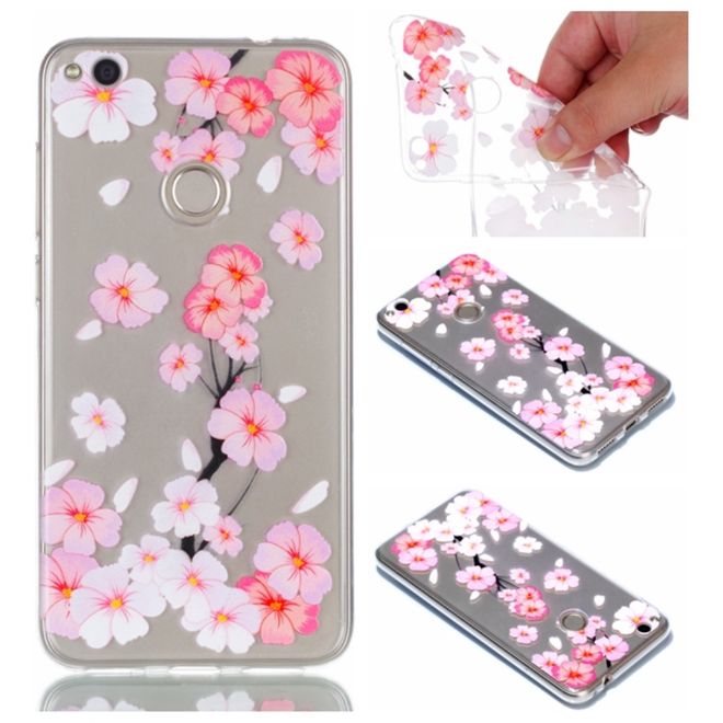 Huawei P8 Lite (2017) Handyhülle - SoftTPU Softcase - pinke Blumen