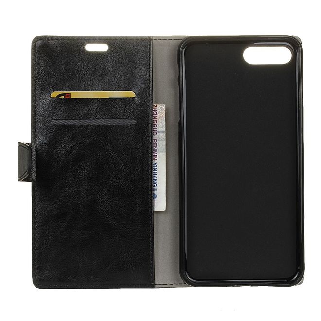 OnePlus 5 Handy Case - Magnetische Crazy Horse Leder Hülle - mit Standfunktion - schwarz