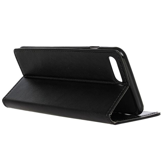 OnePlus 5 Handy Case - Magnetische Crazy Horse Leder Hülle - mit Standfunktion - schwarz