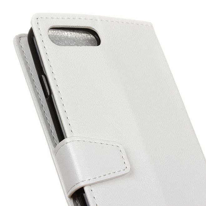 OnePlus 5 Handy Case - Magnetische Crazy Horse Leder Hülle - mit Standfunktion - weiss