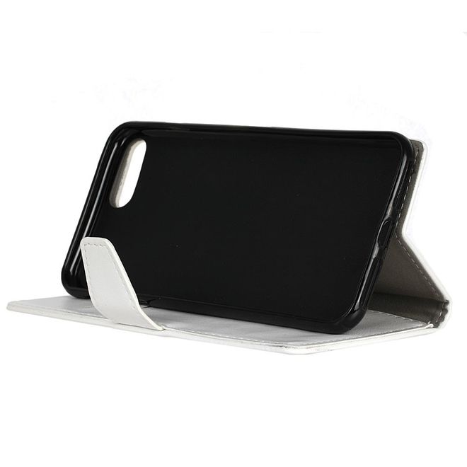 OnePlus 5 Handy Case - Magnetische Crazy Horse Leder Hülle - mit Standfunktion - weiss