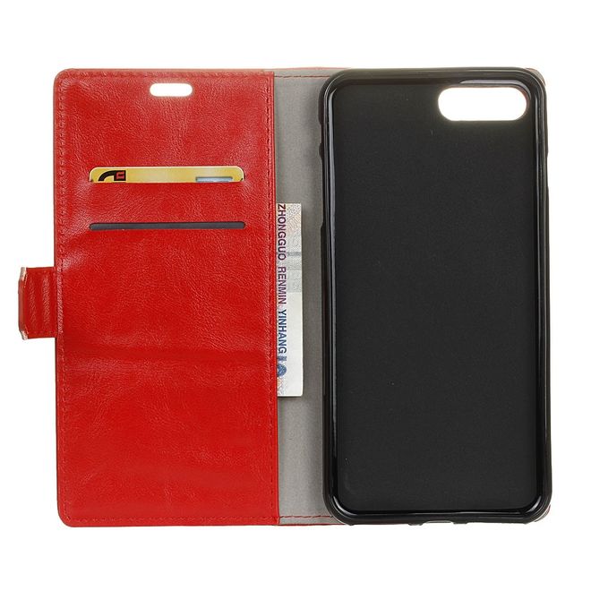 OnePlus 5 Handy Case - Magnetische Crazy Horse Leder Hülle - mit Standfunktion - rot