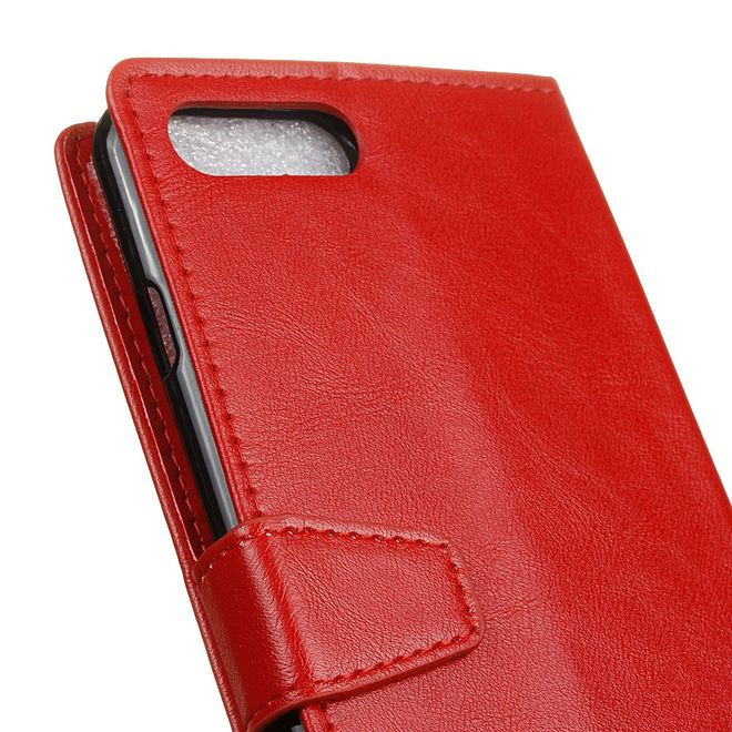 OnePlus 5 Handy Case - Magnetische Crazy Horse Leder Hülle - mit Standfunktion - rot