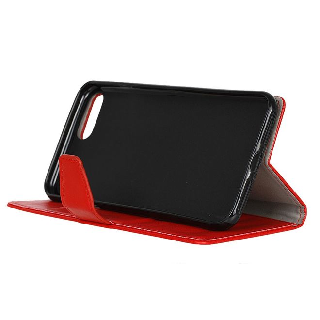 OnePlus 5 Handy Case - Magnetische Crazy Horse Leder Hülle - mit Standfunktion - rot