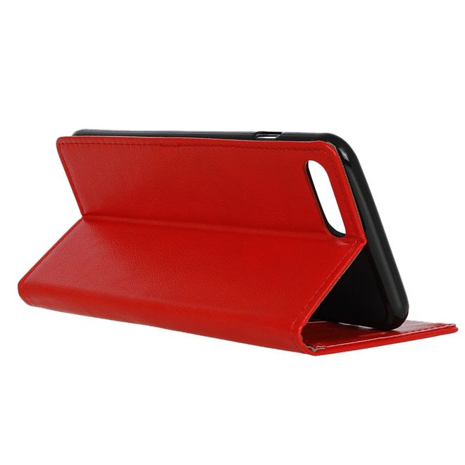 OnePlus 5 Handy Case - Magnetische Crazy Horse Leder Hülle - mit Standfunktion - rot