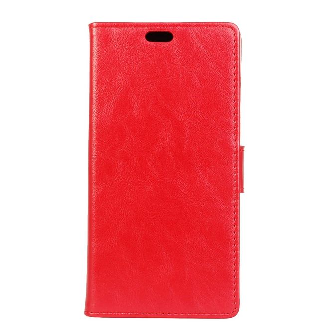 OnePlus 5 Handy Case - Magnetische Crazy Horse Leder Hülle - mit Standfunktion - rot