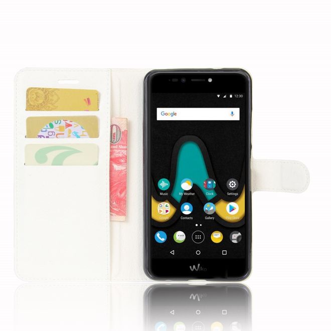 Wiko Upulse Handyhülle - Case aus Leder - mit Litchitextur und Standfunktion - weiss