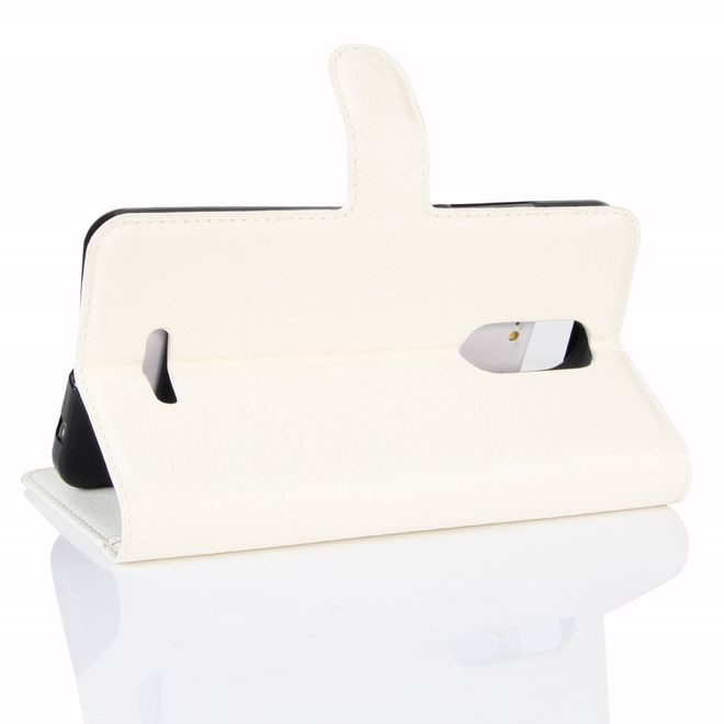 Wiko Upulse Handyhülle - Case aus Leder - mit Litchitextur und Standfunktion - weiss