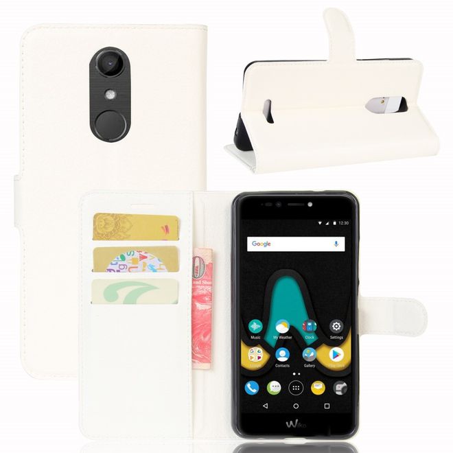 Wiko Upulse Handyhülle - Case aus Leder - mit Litchitextur und Standfunktion - weiss