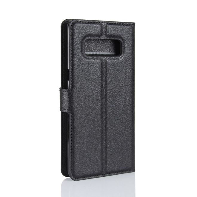 Samsung Galaxy Note 8 Handyhülle - Case aus Leder - mit Litchitextur und Visitenkartenfach - schwarz