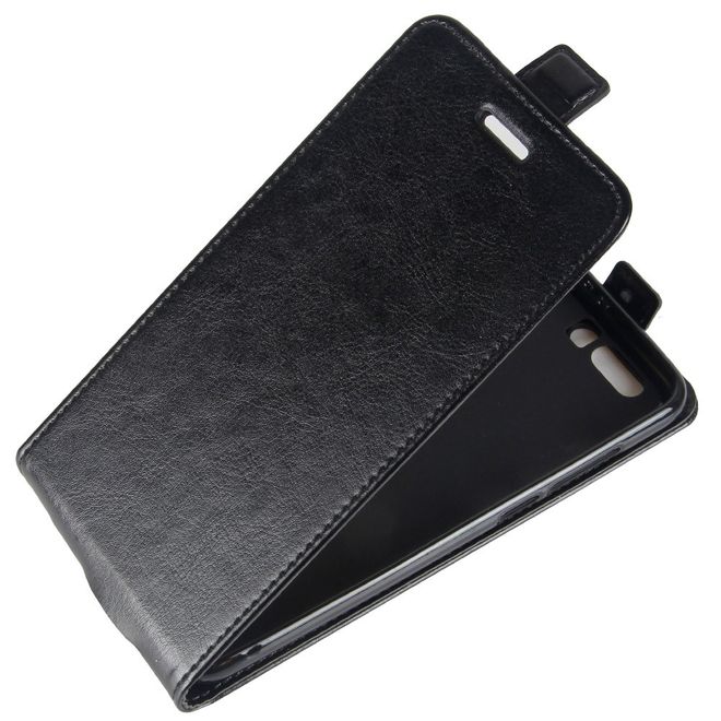 Handy Case für Huawei Honor 9 - Crazy Horse Leder Flip Hülle - vertikal - schwarz