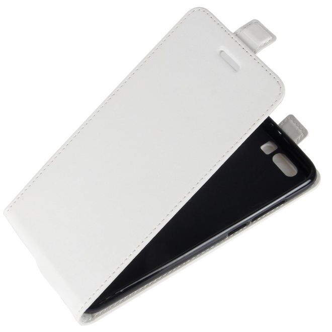 Handy Case für Huawei Honor 9 - Crazy Horse Leder Flip Hülle - vertikal - weiss