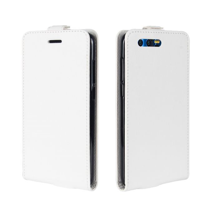 Handy Case für Huawei Honor 9 - Crazy Horse Leder Flip Hülle - vertikal - weiss