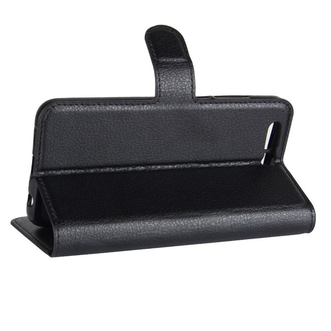 Huawei Honor 9 Handyhülle - Case aus Leder - mit Litchitextur und Visitenkartenfach - schwarz