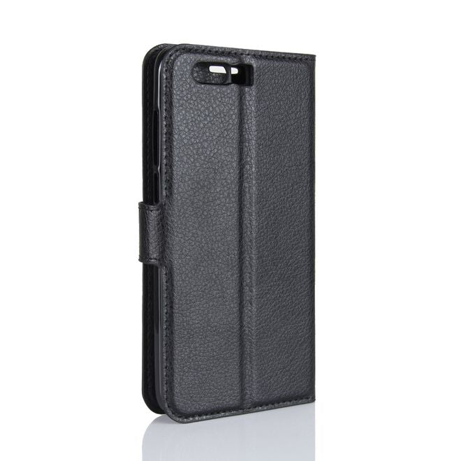 Huawei Honor 9 Handyhülle - Case aus Leder - mit Litchitextur und Visitenkartenfach - schwarz