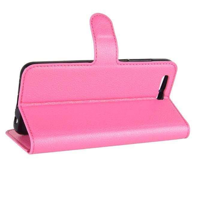 Huawei Honor 9 Handyhülle - Case aus Leder - mit Litchitextur und Visitenkartenfach - rosa