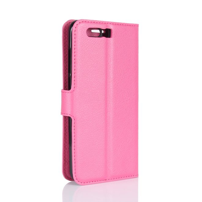 Huawei Honor 9 Handyhülle - Case aus Leder - mit Litchitextur und Visitenkartenfach - rosa