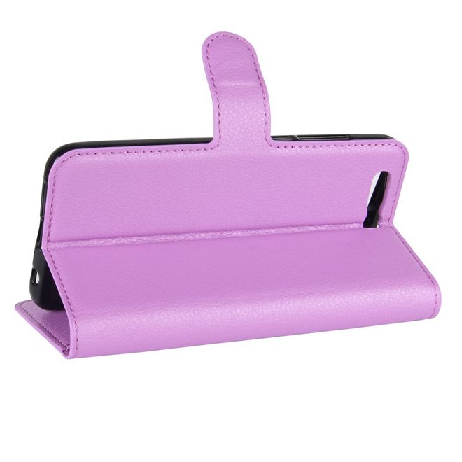 Huawei Honor 9 Handyhülle - Case aus Leder - mit Litchitextur und Visitenkartenfach - purpur