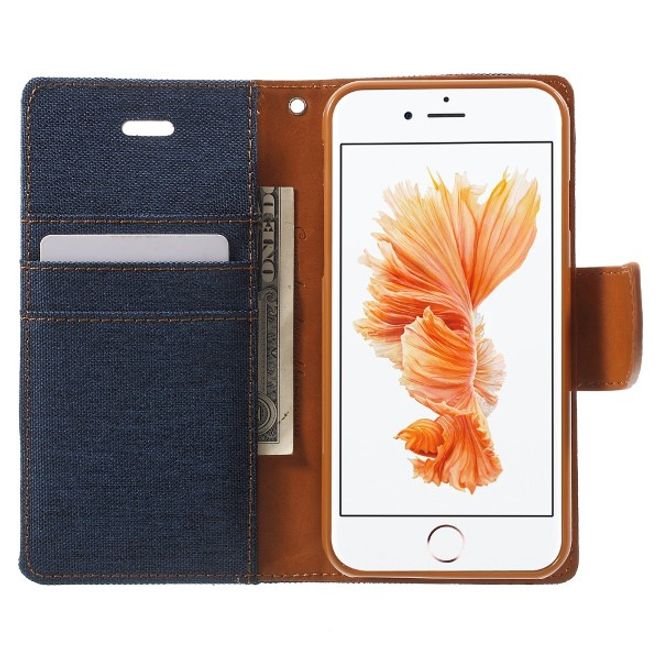 Goospery - Hülle für iPad 9.7 (2017 & 2018) - Bookcover - Canvas Diary Series - navy/camel