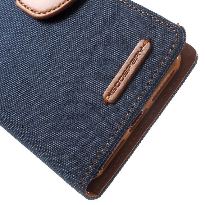 Goospery - Hülle für iPad 9.7 (2017 & 2018) - Bookcover - Canvas Diary Series - navy/camel