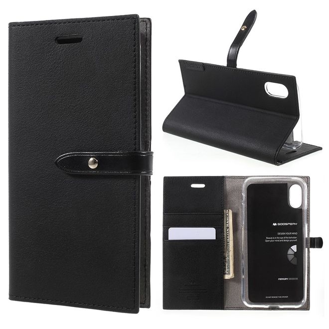 Goospery - Hülle für iPhone XS / X - Kunstleder Case - Romance Diary Series - schwarz