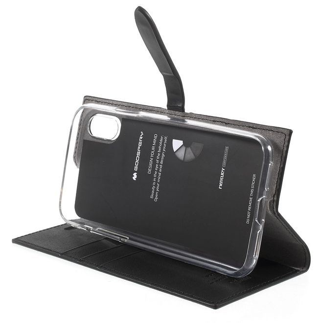 Goospery - Hülle für iPhone XS / X - Kunstleder Case - Romance Diary Series - schwarz