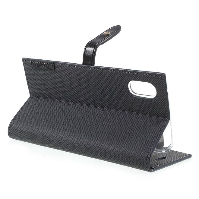 Goospery - iPhone XS / X Handy Case - Hülle aus Kunstleder - Milano Diary Series - schwarz