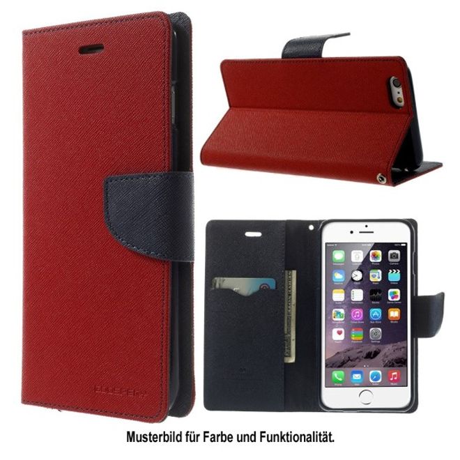 Goospery - Samsung Galaxy J5 (2017) Hülle - Handy Bookcover - Fancy Diary Series - rot/navy