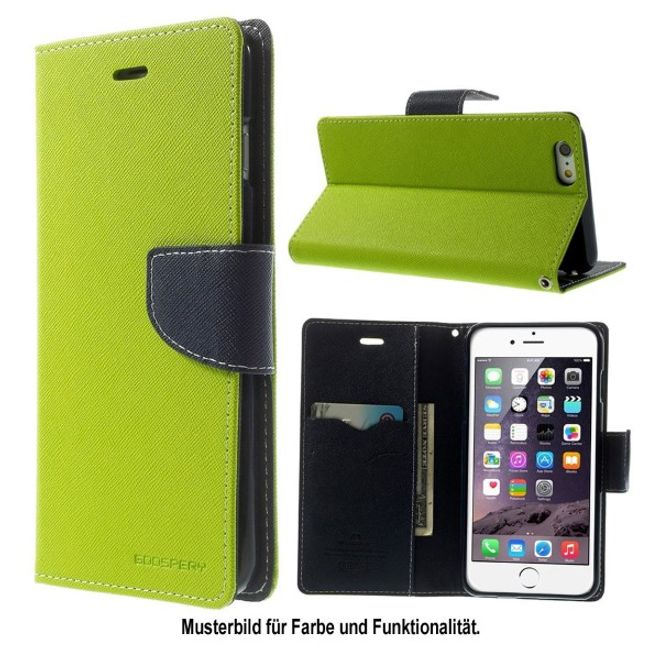 Goospery - Samsung Galaxy J7 (2017) Hülle - Handy Bookcover - Fancy Diary Series - lime/navy