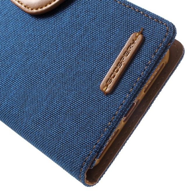 Goospery - Handyhülle für Xiaomi Mi6 - Bookcover - Canvas Diary Series - blau/camel