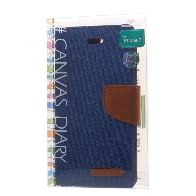 Goospery - Handyhülle für Xiaomi Mi6 - Bookcover - Canvas Diary Series - blau/camel